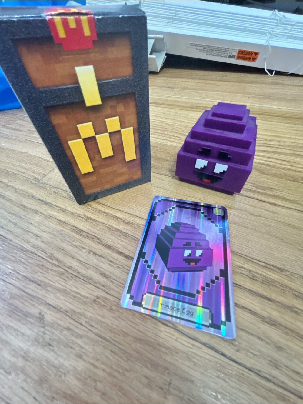 McDonald's Purple Pixel Egg Figure with Holographic Trading Card